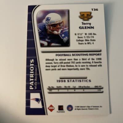 1999 Collector's Edge Triumph - Terry Glenn #T36 - Thumbnail 2