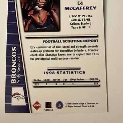 1999 Collector's Edge Triumph - Ed McCaffrey #T43 - Thumbnail 4