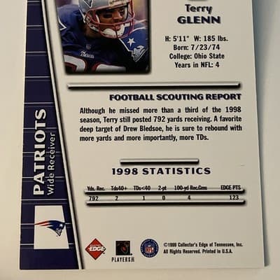 1999 Collector's Edge Triumph - Terry Glenn #T36 - Thumbnail 4