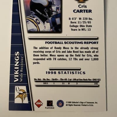 1999 Collector's Edge Triumph - Cris Carter #T29 - Thumbnail 4