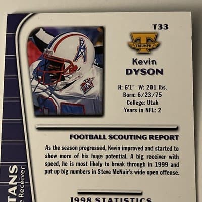1999 Collector's Edge Triumph - Kevin Dyson #T33 - Thumbnail 3
