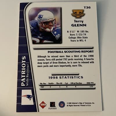 1999 Collector's Edge Triumph - Terry Glenn #T36 - Thumbnail 5