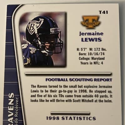 1999 Collector's Edge Triumph - Jermaine Lewis #T41 - Thumbnail 3