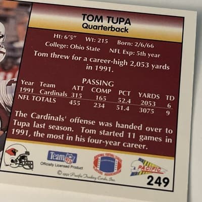1992 Pacific - Tom Tupa #249 - Thumbnail 5