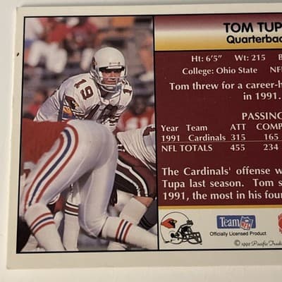 1992 Pacific - Tom Tupa #249 - Thumbnail 3