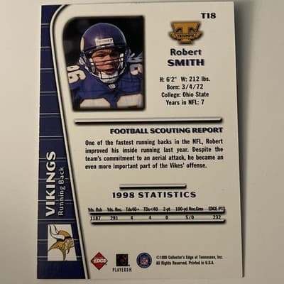 1999 Collector's Edge Triumph - Robert Smith #T18 - Thumbnail 2