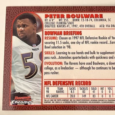 1999 Bowman Chrome - Peter Boulware #131 - Thumbnail 3
