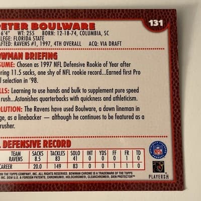 1999 Bowman Chrome - Peter Boulware #131 - Thumbnail 4