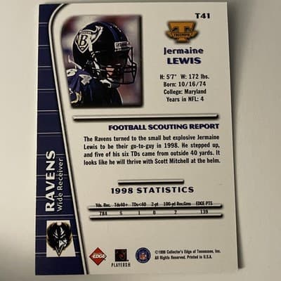 1999 Collector's Edge Triumph - Jermaine Lewis #T41 - Thumbnail 2