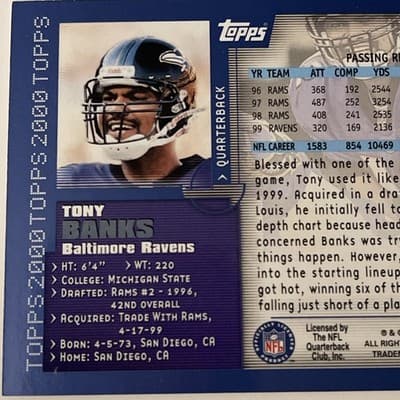 2000 Topps - Tony Banks #285 - Thumbnail 3