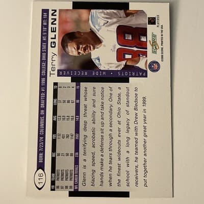 2000 Score - Terry Glenn #116 Scorecard /2000 - Thumbnail 2