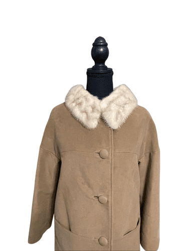 Vintage 60’s Ricemor Women’s Wool Blend Mink Collar Swing Coat/Jacket - Thumbnail 6