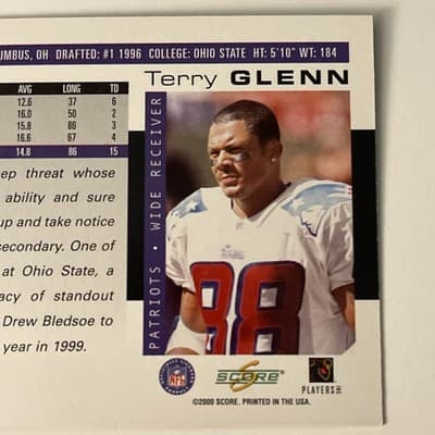 2000 Score - Terry Glenn #116 Scorecard /2000 - Thumbnail 4