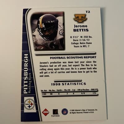 1999 Collector's Edge Triumph - Jerome Bettis #T2 - Thumbnail 2