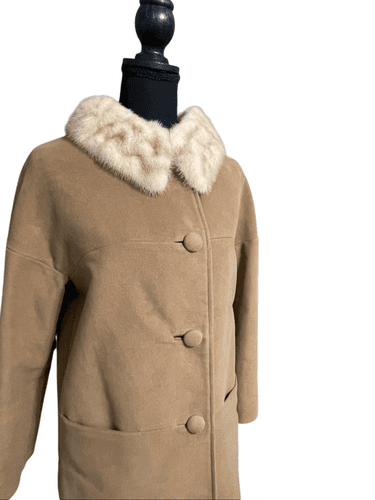 Vintage 60’s Ricemor Women’s Wool Blend Mink Collar Swing Coat/Jacket - Thumbnail 3