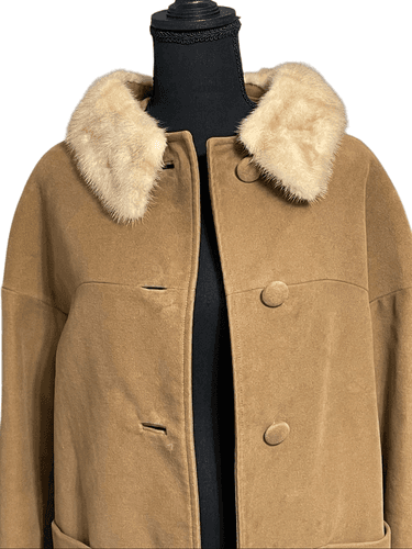 Vintage 60’s Ricemor Women’s Wool Blend Mink Collar Swing Coat/Jacket - Thumbnail 4