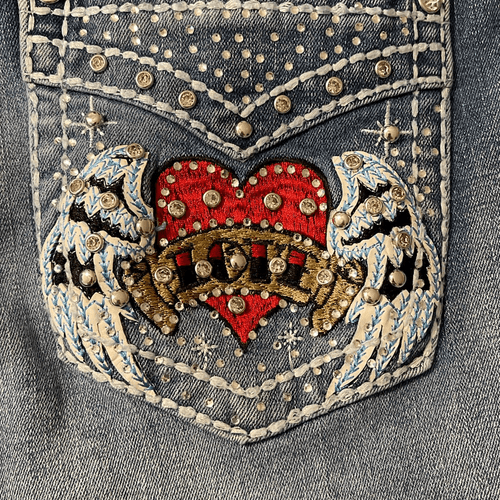 SKY Ladie’s Classic Pocket Bling Bootcut Jeans - Thumbnail 7