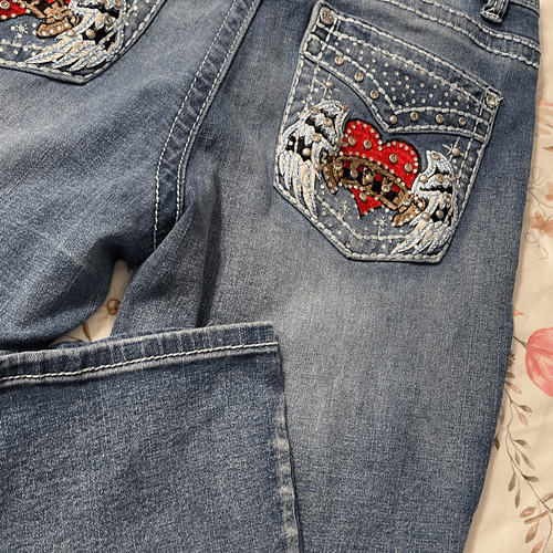 SKY Ladie’s Classic Pocket Bling Bootcut Jeans - Thumbnail 8