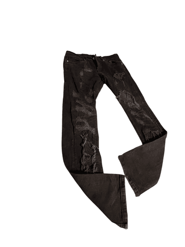 FWRD Denim Washed Up Men’s Jet Black Distressed Slim Fit Jeans - Thumbnail 2