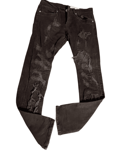 FWRD Denim Washed Up Men’s Jet Black Distressed Slim Fit Jeans - Image 1