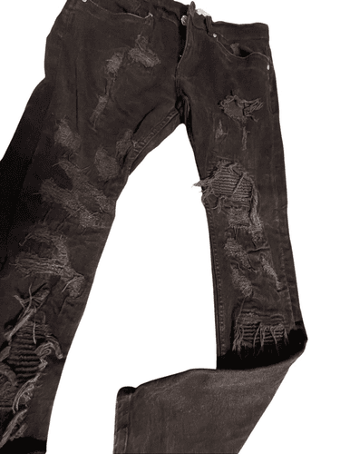 FWRD Denim Washed Up Men’s Jet Black Distressed Slim Fit Jeans - Thumbnail 3