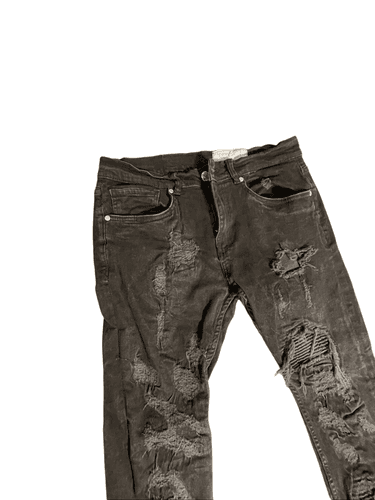 FWRD Denim Washed Up Men’s Jet Black Distressed Slim Fit Jeans - Thumbnail 7