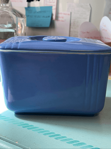Hall Westinghouse Vintage Refrigerator Dish Delphinium Blue W/Lid 6x4x4 - Thumbnail 2