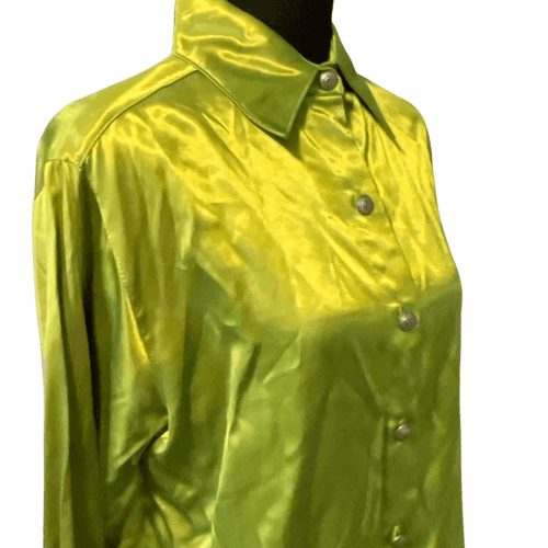 Robin Berry Vintage Women’s L/S Button Down Silk Feel Blouse - Thumbnail 3