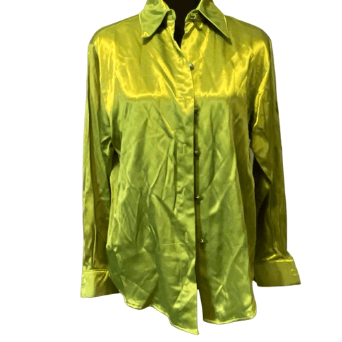 Robin Berry Vintage Women’s L/S Button Down Silk Feel Blouse - Thumbnail 2