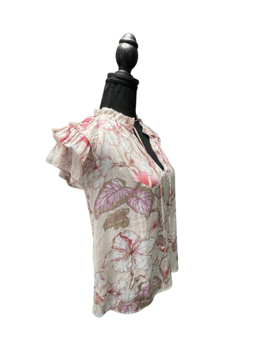 Philosophy Women’s Ruffle Capped Sleeve Deep V-Neck With Tie Blouse/Shirt - Thumbnail 3