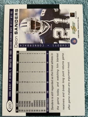 2000 Score - Deion Sanders #220 Scorecard /2000 - Thumbnail 3