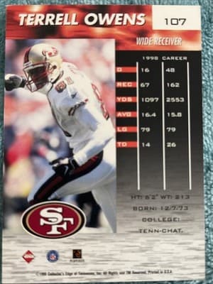 1999 Collector's Edge Fury - Terrell Owens #107 - Thumbnail 2