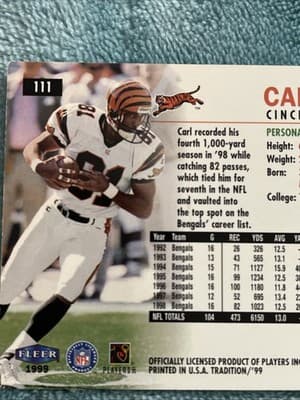 1999 Fleer Tradition - Carl Pickens #111 - Thumbnail 4