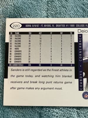 2000 Score - Deion Sanders #220 Scorecard /2000 - Thumbnail 5