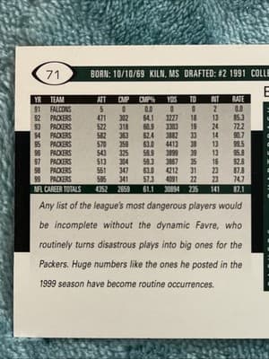 2000 Score - Brett Favre #71 - Thumbnail 4