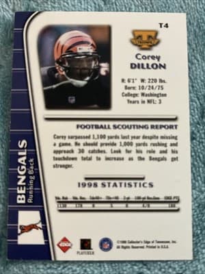 1999 Collector's Edge Triumph - Corey Dillon #T4 Galvanized /500 - Thumbnail 3