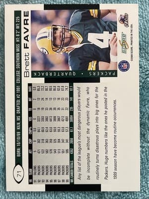 2000 Score - Brett Favre #71 - Thumbnail 2