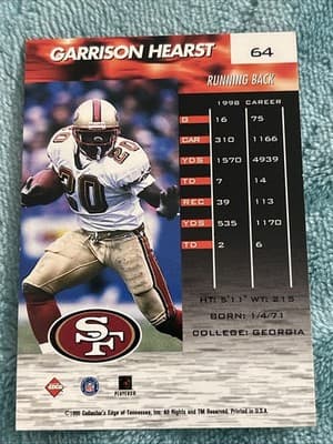 1999 Collector's Edge Fury - Garrison Hearst #64 - Thumbnail 2
