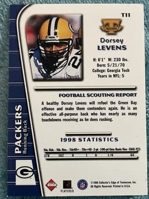 1999 Collector's Edge Triumph - Dorsey Levens #T11 Personal Collection /1 - Thumbnail 3