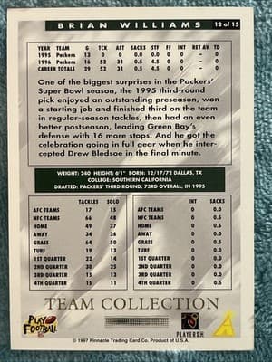 1997 Score Team Collection - Green Bay Packers Brian Williams #12 - Thumbnail 3