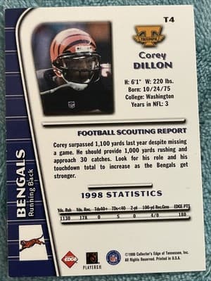 1999 Collector's Edge Triumph - Corey Dillon #T4 Galvanized /500 - Thumbnail 6