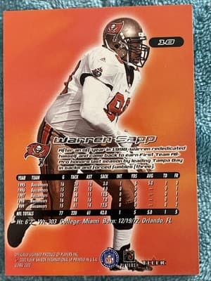 2000 Fleer Ultra - Warren Sapp #18 - Thumbnail 2