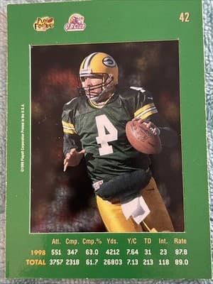 1999 Playoff Absolute SSD - Brett Favre #42 Green Border - Thumbnail 2