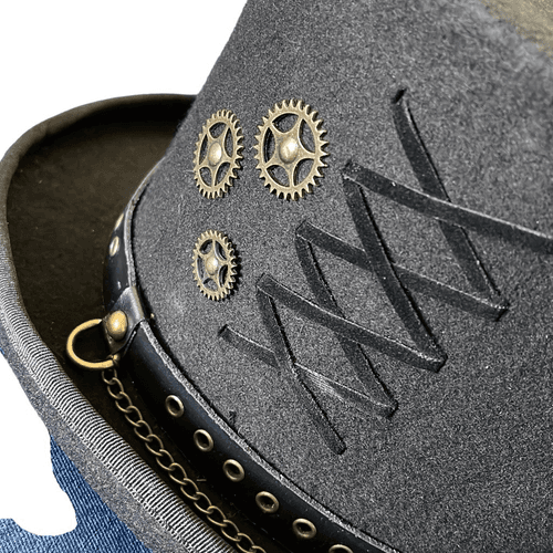 Conner Steam Punk Wool Felt Hat - Thumbnail 4