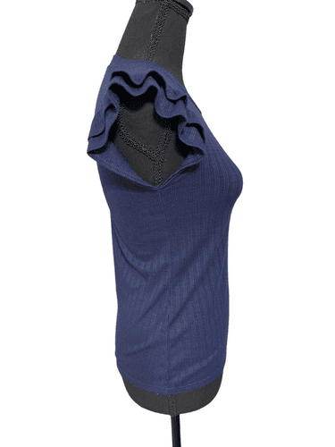 Gilli Women’s Stretched Rib Ruffle Shirt Sleeve Shirt Top size Small - Thumbnail 7