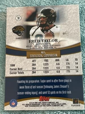 1999 Topps Gold Label - Fred Taylor #30 Class 3 - Thumbnail 3
