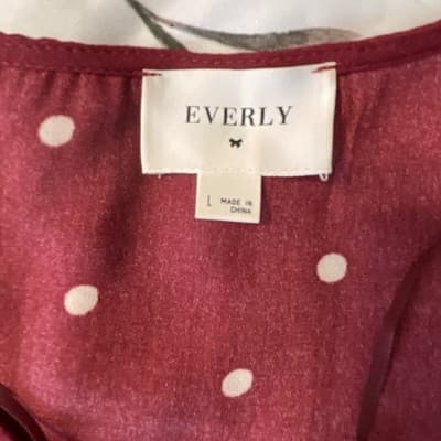 Everly Women's Red Polka Dot Wrap Around 3/4 Sleeve Blouse - Thumbnail 8