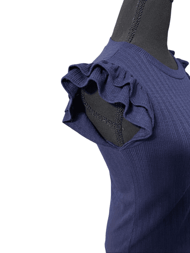 Gilli Women’s Stretched Rib Ruffle Shirt Sleeve Shirt Top size Small - Thumbnail 8