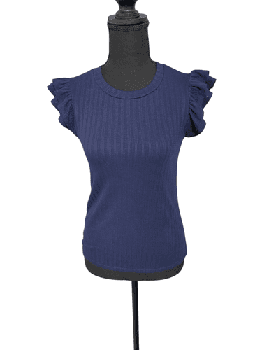 Gilli Women’s Stretched Rib Ruffle Shirt Sleeve Shirt Top size Small - Image 1