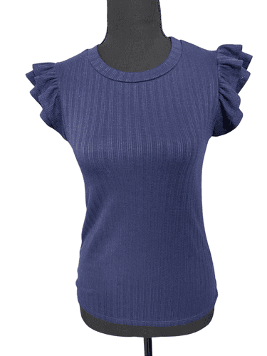 Gilli Women’s Stretched Rib Ruffle Shirt Sleeve Shirt Top size Small - Thumbnail 4